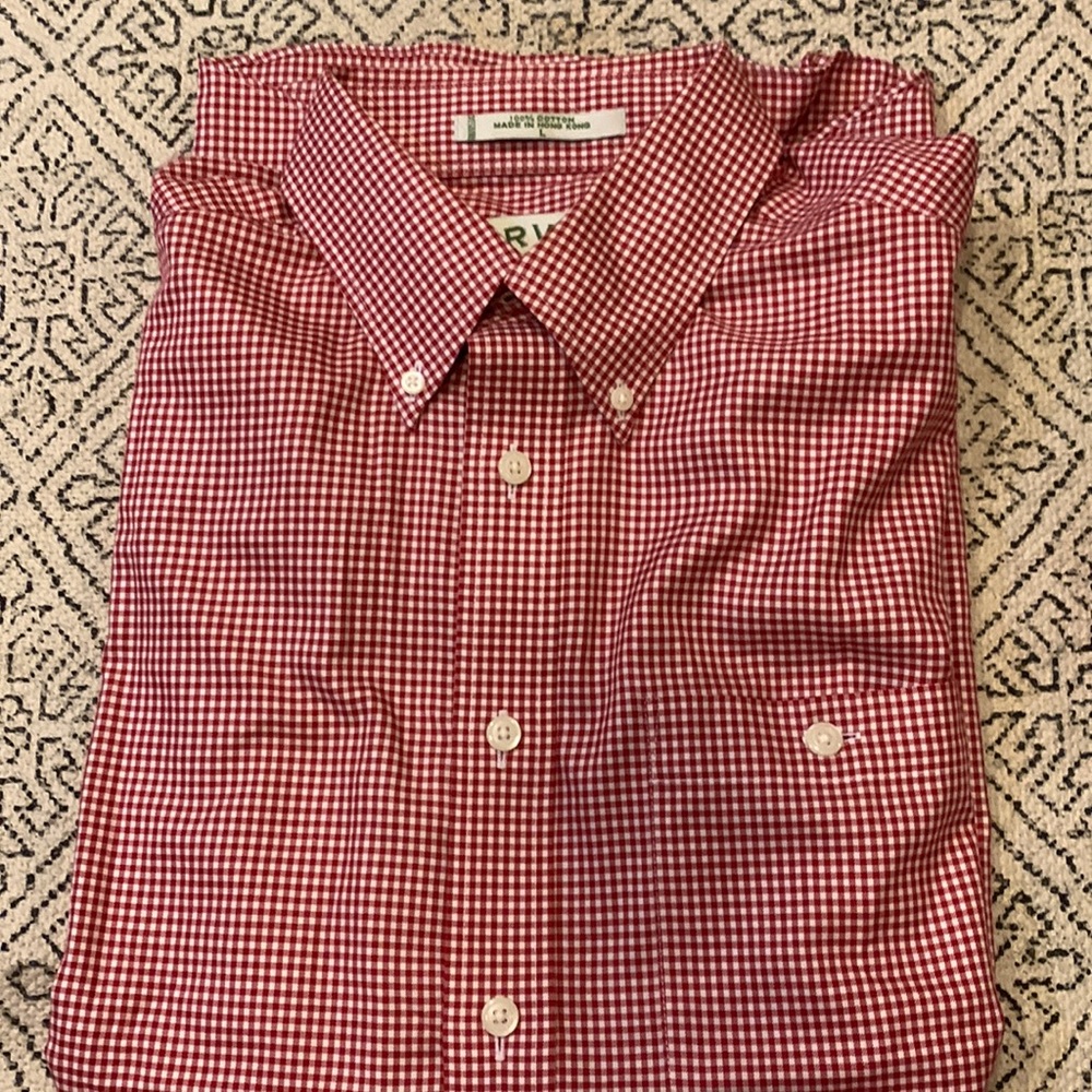 Orvis Red Gingham Short Sleeve No Wrinkle Men’s Work Shirt